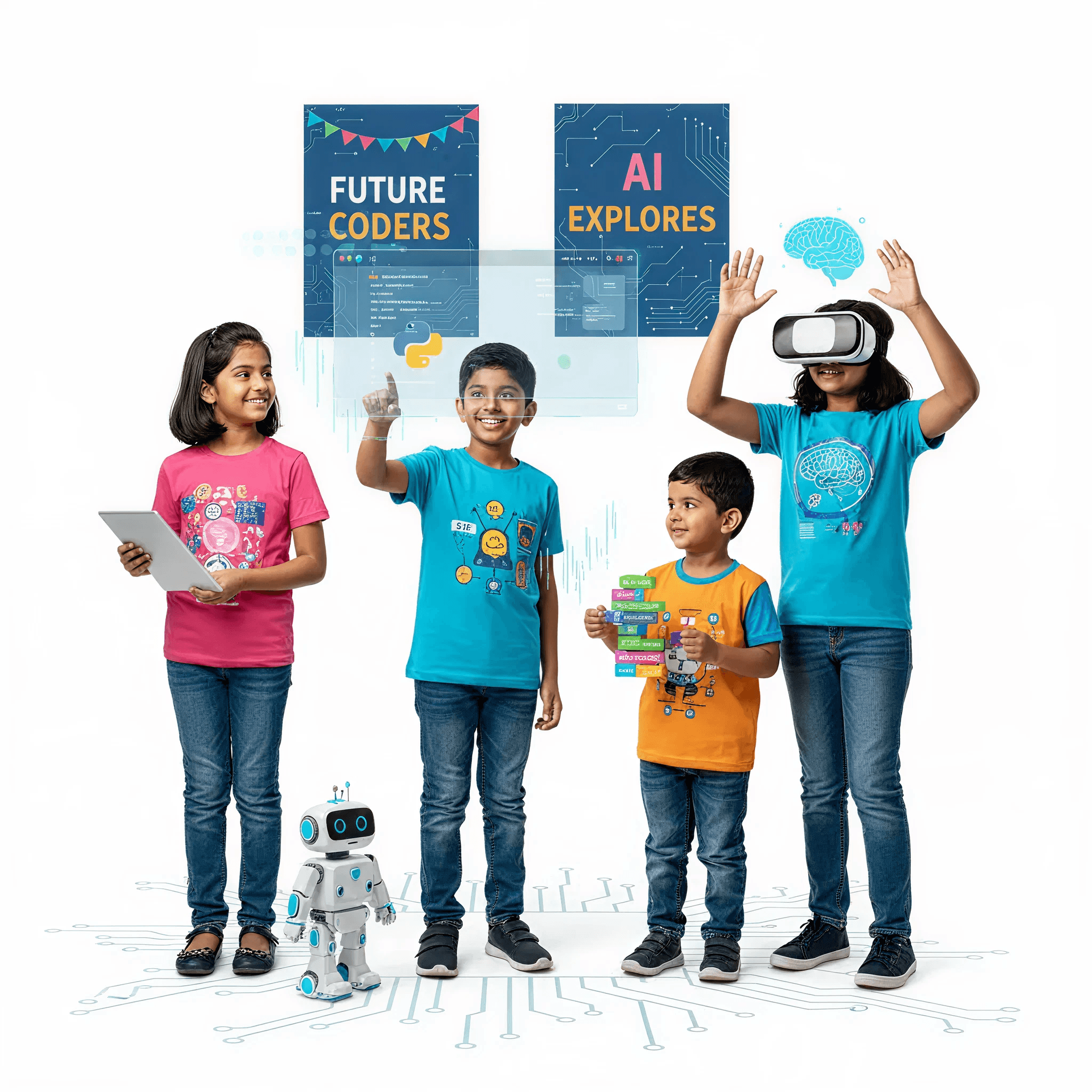 Kids with coding and AI projects