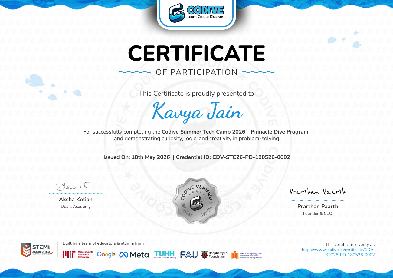 Sample Codive certificate showing where the credential ID and QR code appear